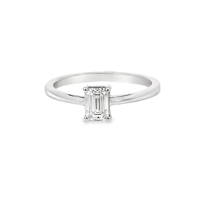 14K White Gold 0.50CT Emerald Cut Lab Grown Diamond Ring