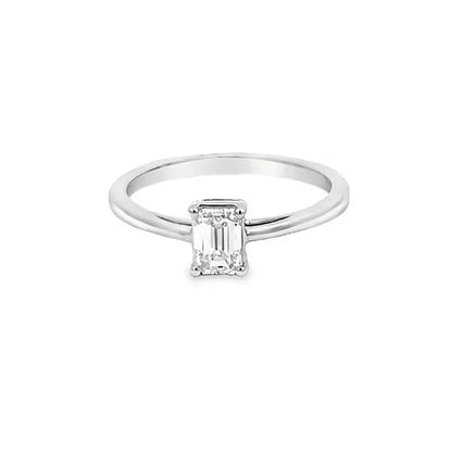 14K White Gold 0.50CT Emerald Cut Lab Grown Diamond Ring