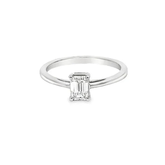 14K White Gold 0.50CT Emerald Cut Lab Grown Diamond Ring