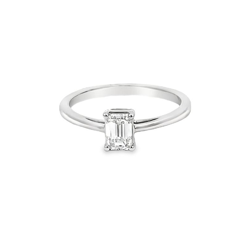 14K White Gold 0.50CT Emerald Cut Lab Grown Diamond Ring