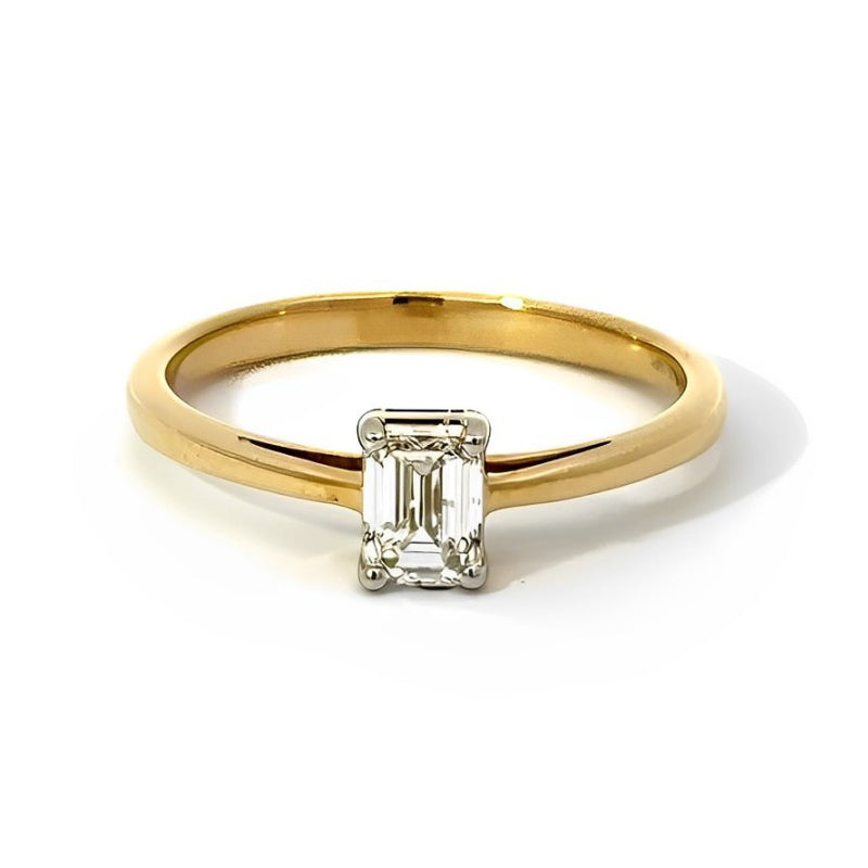 14K Yellow Gold 0.50CT Emerald Cut Lab Grown Diamond Ring