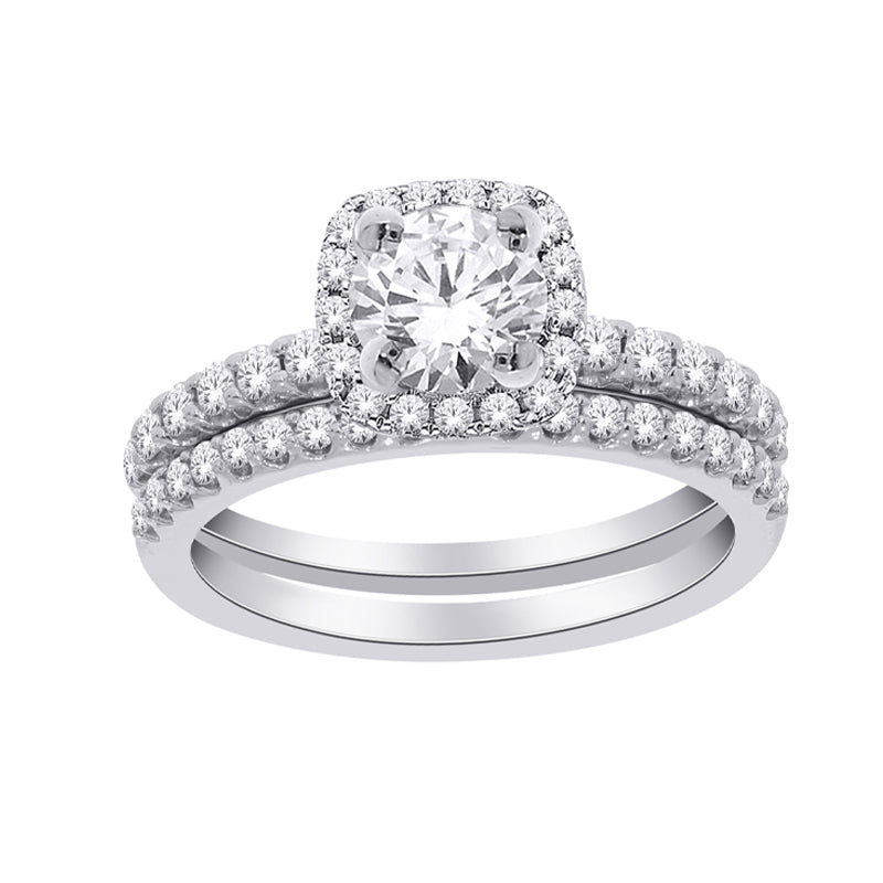 1.35TDW Lab Grown Diamond Bridal Set in 14K White Gold