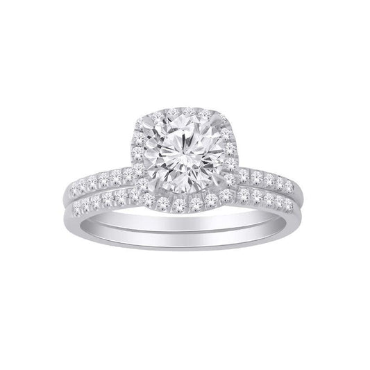 1.50TDW Lab Grown Diamond Bridal Set in 14K White Gold