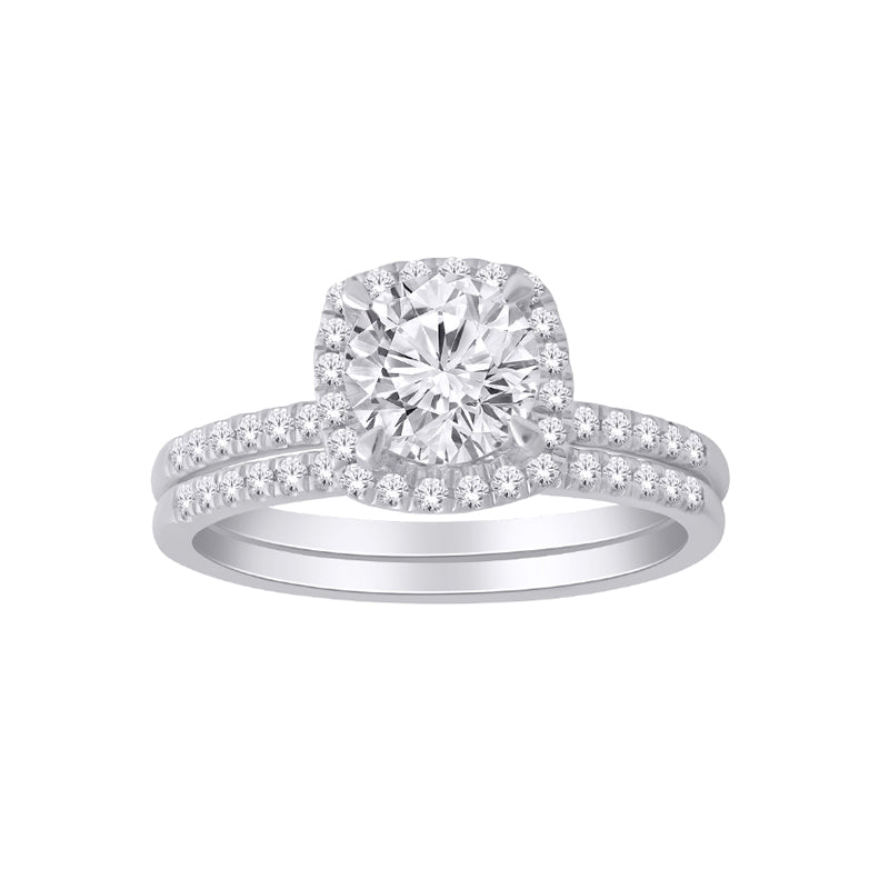 1.50TDW Lab Grown Diamond Bridal Set in 14K White Gold