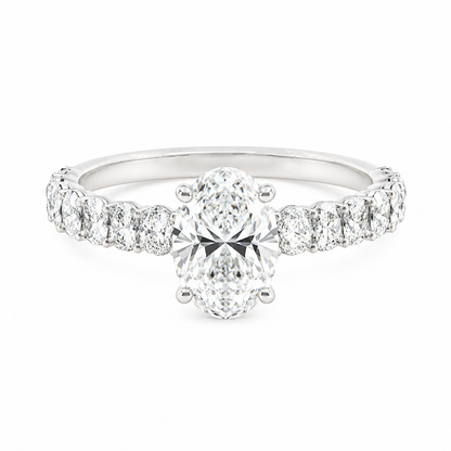 3.00CT Lab Diamond Oval Cut Engagement Ring in 14K White Gold