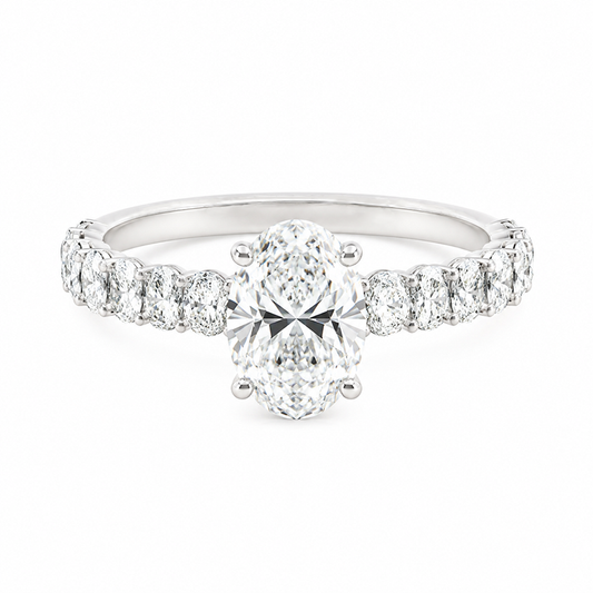3.00CT Lab Diamond Oval Cut Engagement Ring in 14K White Gold