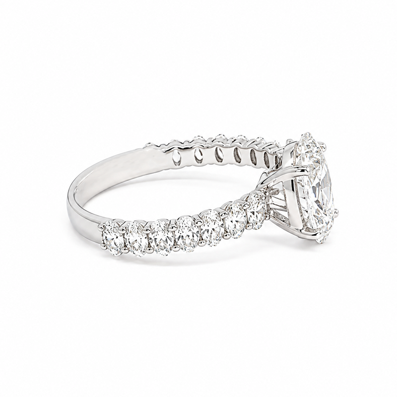 3.00CT Lab Diamond Oval Cut Engagement Ring in 14K White Gold