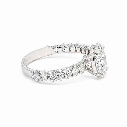 3.00CT Lab Diamond Oval Cut Engagement Ring in 14K White Gold