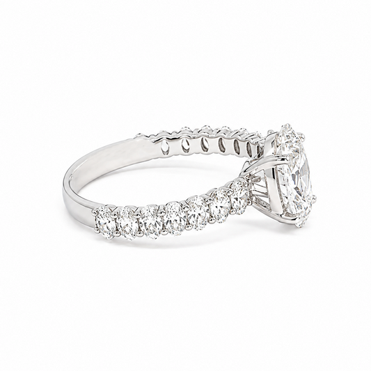3.00CT Lab Diamond Oval Cut Engagement Ring in 14K White Gold
