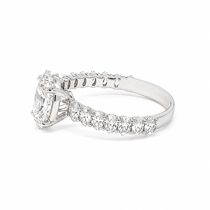 3.00CT Lab Diamond Oval Cut Engagement Ring in 14K White Gold 