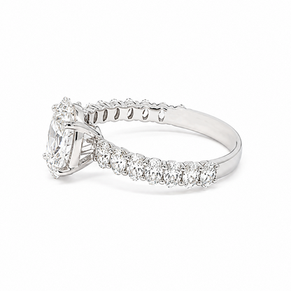 3.00CT Lab Diamond Oval Cut Engagement Ring in 14K White Gold 