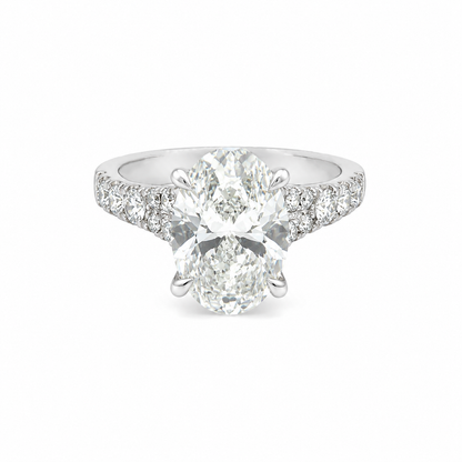 3.60TDW Lab Diamond Oval Engagement Ring in 14K White Gold