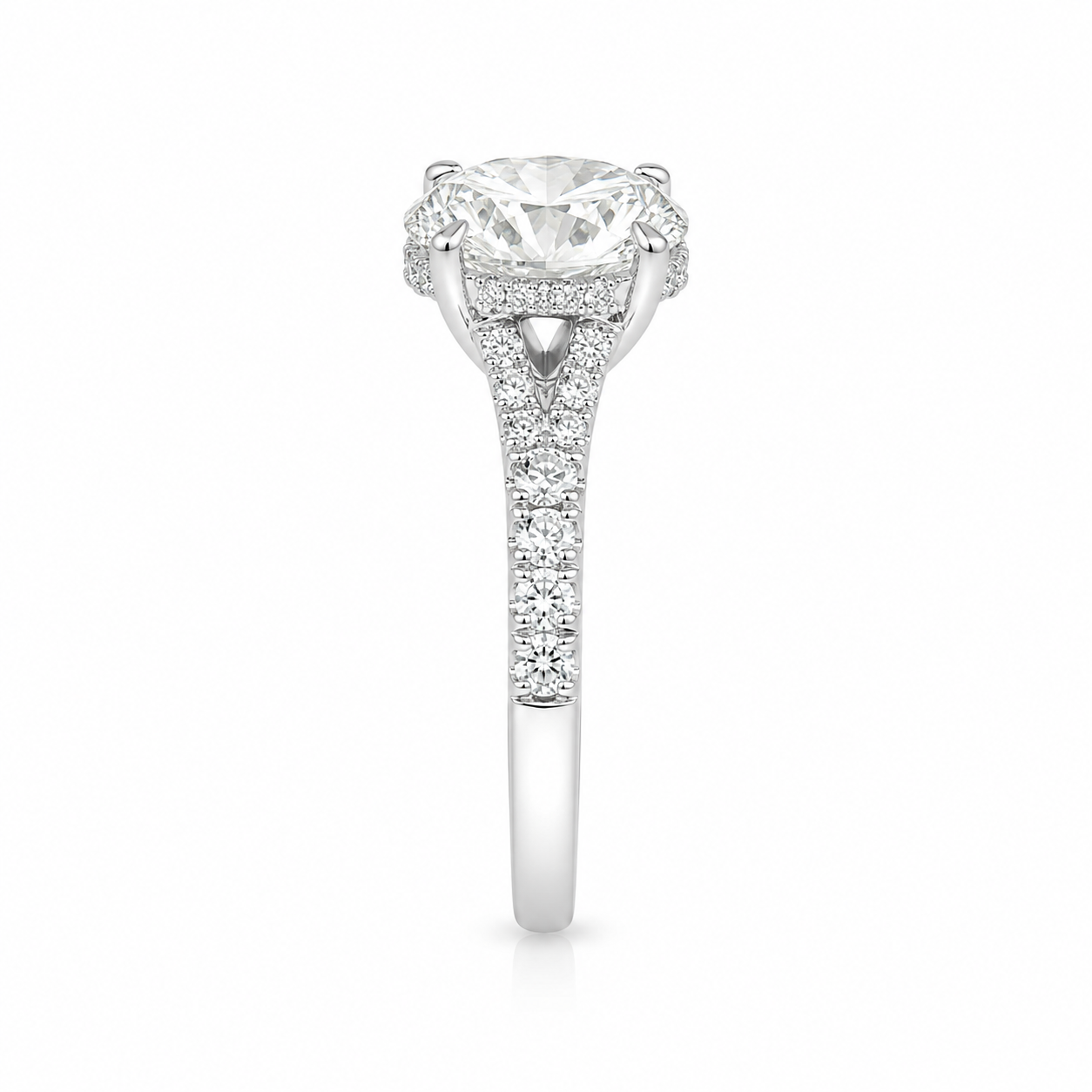 3.60TDW Lab Diamond Oval Engagement Ring in 14K White Gold 