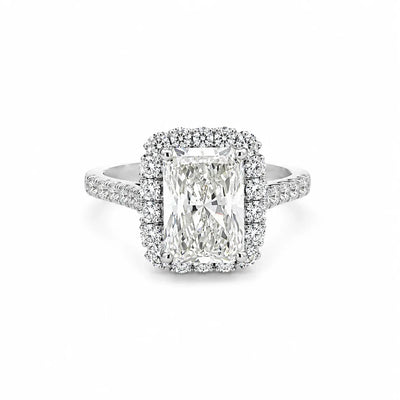 4.10TDW Lab Diamond Radiant 14K White Gold Engagement Ring