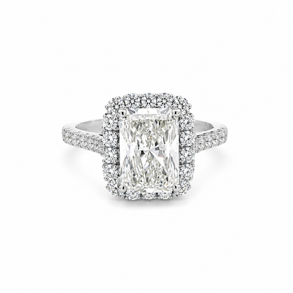 4.10TDW Lab Diamond Radiant 14K White Gold Engagement Ring