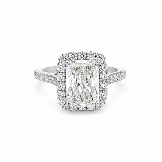 4.10TDW Lab Diamond Radiant 14K White Gold Engagement Ring