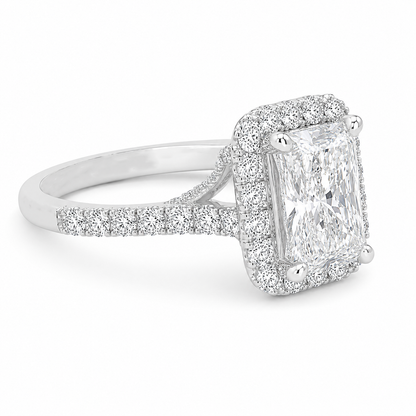 4.10TDW Lab Diamond Radiant 14K White Gold Engagement Ring