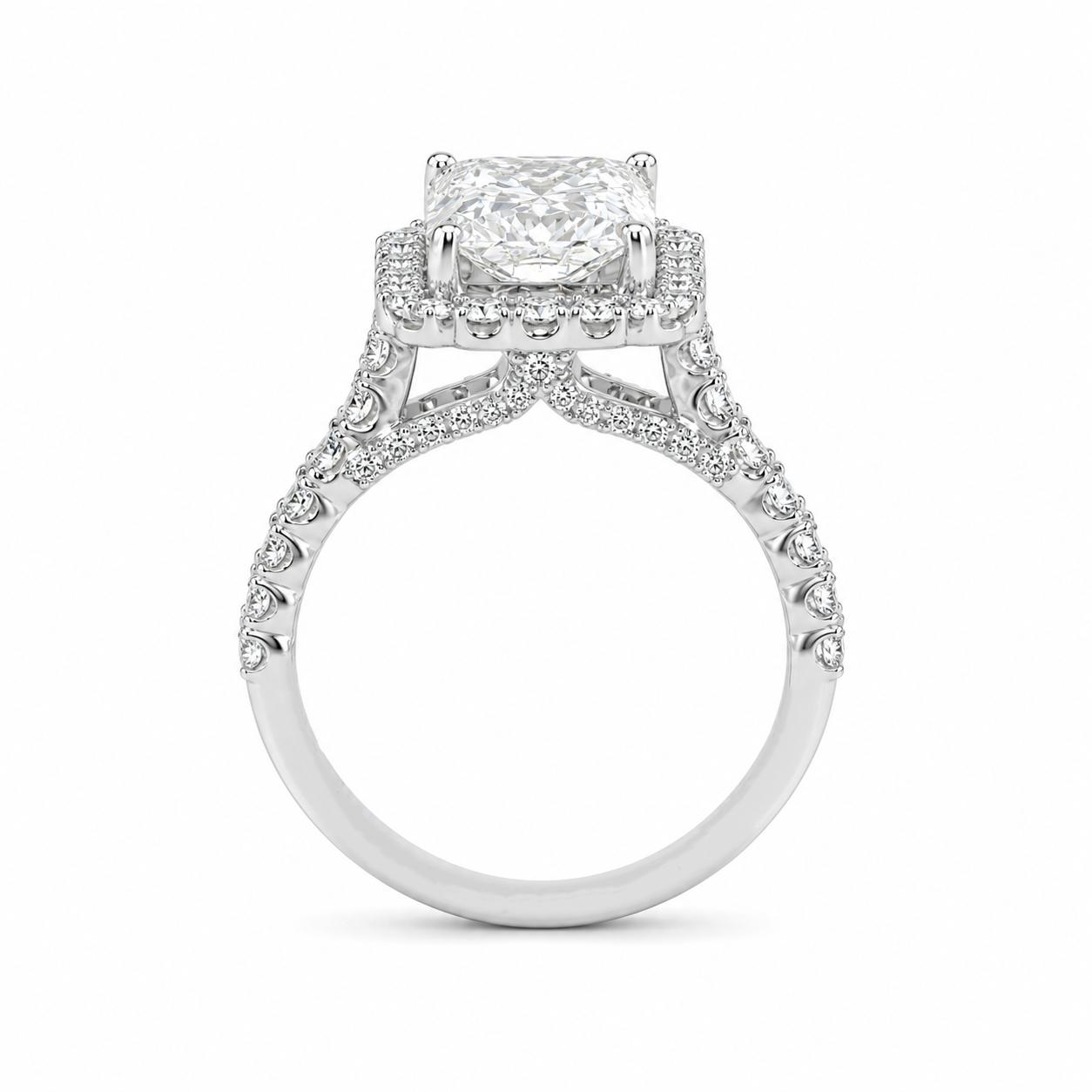 4.10TDW Lab Diamond Radiant 14K White Gold Engagement Ring