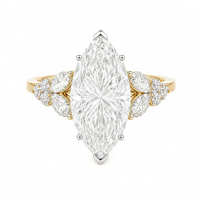 3.60TDW Lab Diamond Marquise Engagement Ring in 14K Yellow Gold