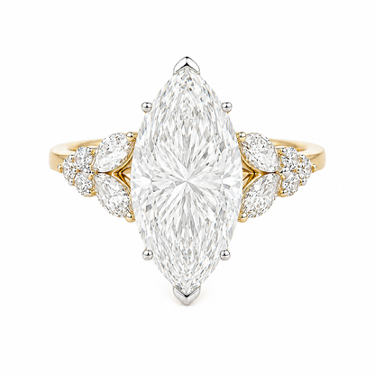 3.60TDW Lab Diamond Marquise Engagement Ring in 14K Yellow Gold