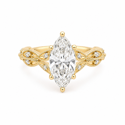 3.60TDW Lab Diamond Marquise Engagement Ring in 14K Yellow Gold