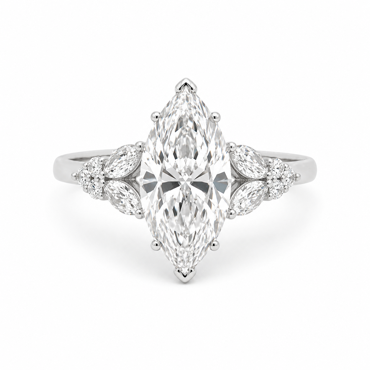 3.60TDW Lab Diamond Engagement Ring in 14K White Gold