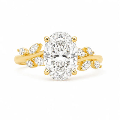 3.50TDW Lab Diamond Oval Engagement Ring in 14K Yellow Gold