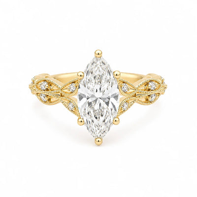 2.25TDW Lab Diamond Marquise 14K Yellow Gold Engagement Ring