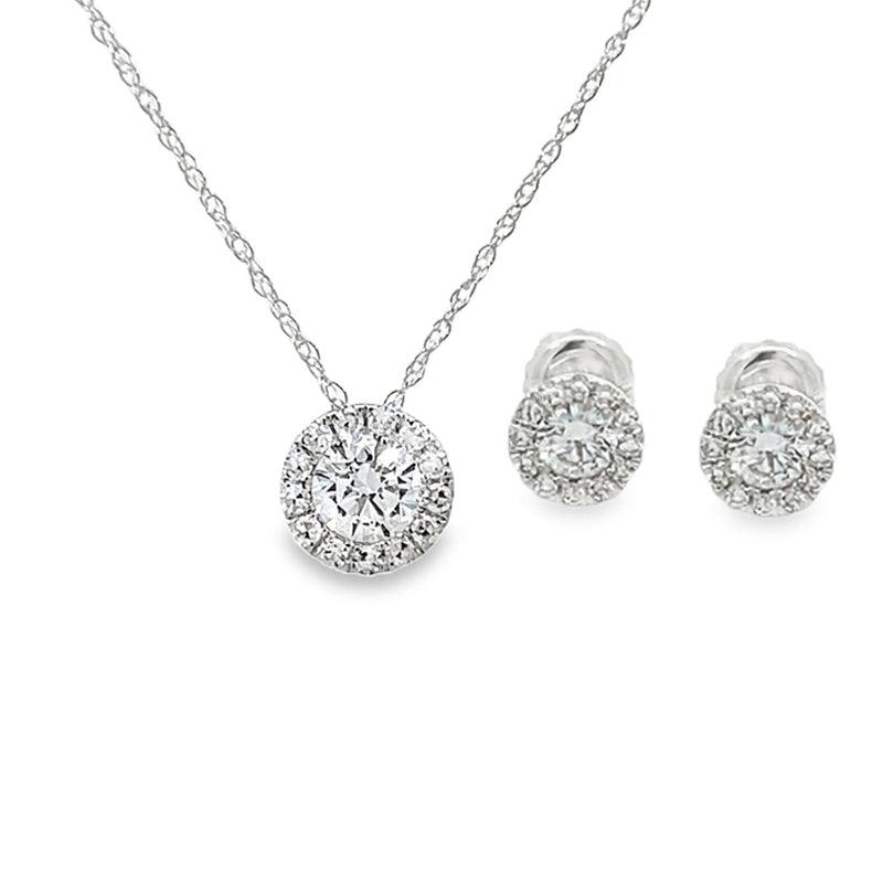14K White Gold 1.00TDW Lab Grown Diamond Earring & Pendant Set