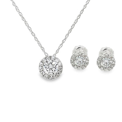 14K White Gold 1.00TDW Lab Grown Diamond Earring & Pendant Set