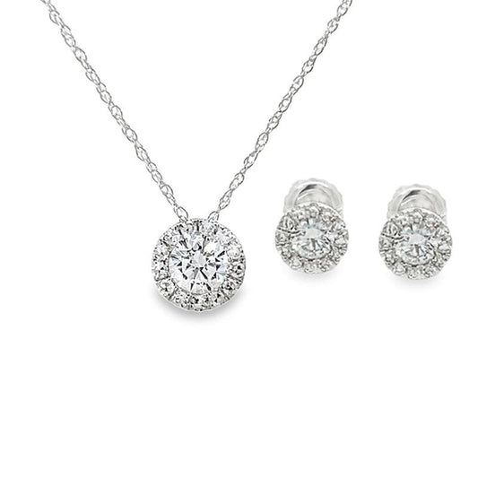 14K White Gold 1.00TDW Lab Grown Diamond Earring & Pendant Set