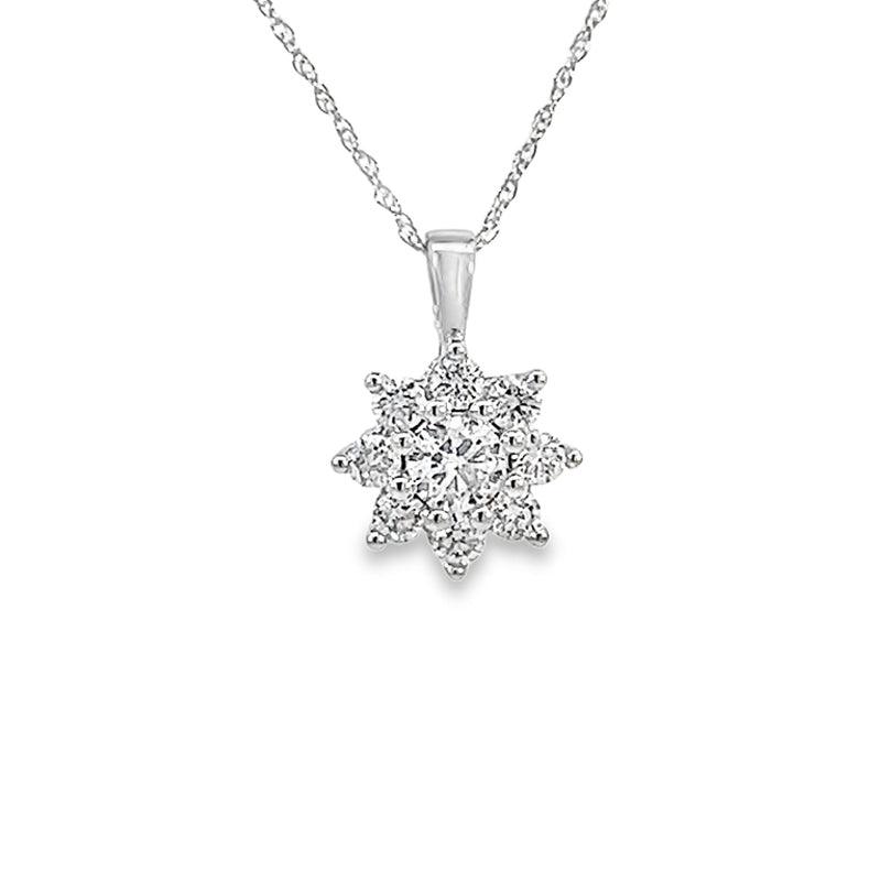 1.00TDW Lab Grown Diamond Earring & Pendant Set in 14K White Gold