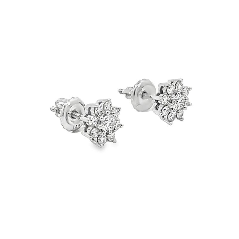 1.00TDW Lab Grown Diamond Earring & Pendant Set in 14K White Gold