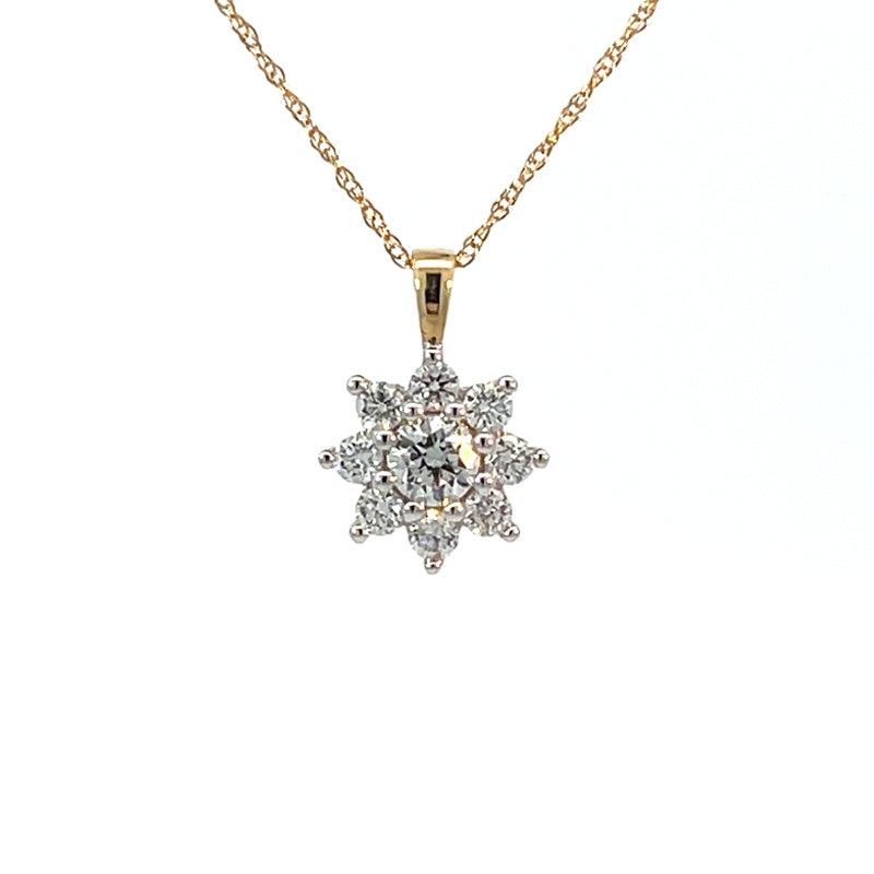 1.00TDW Lab Grown Diamond Earring & Pendant Set in 14K Yellow Gold