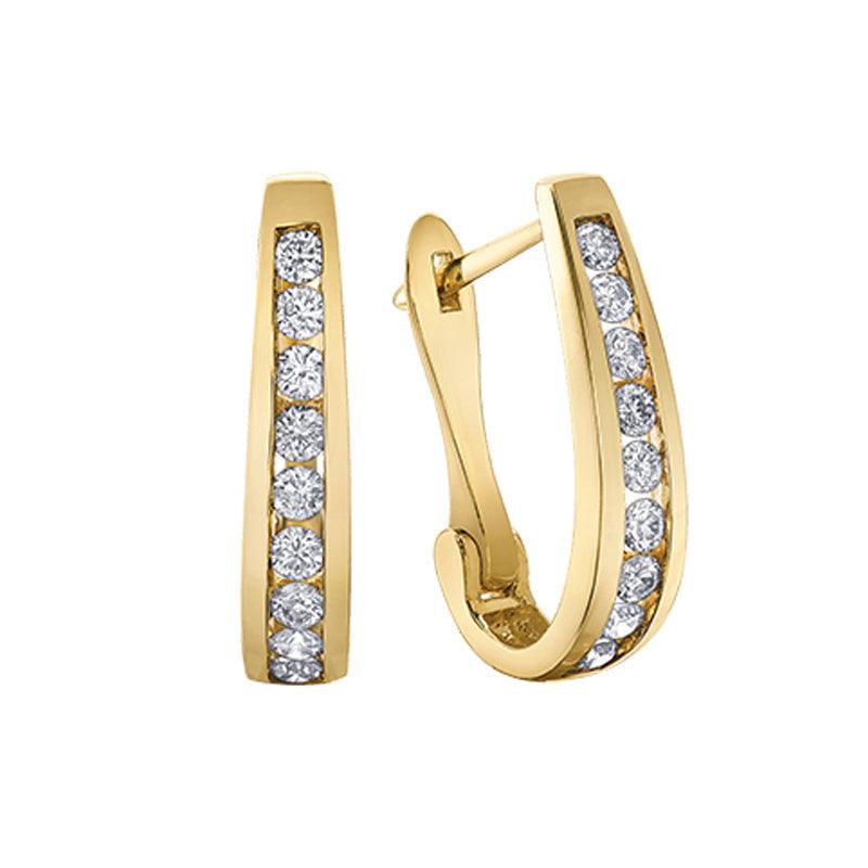 1.00 TDW Diamond 10K Yellow Gold Earrings