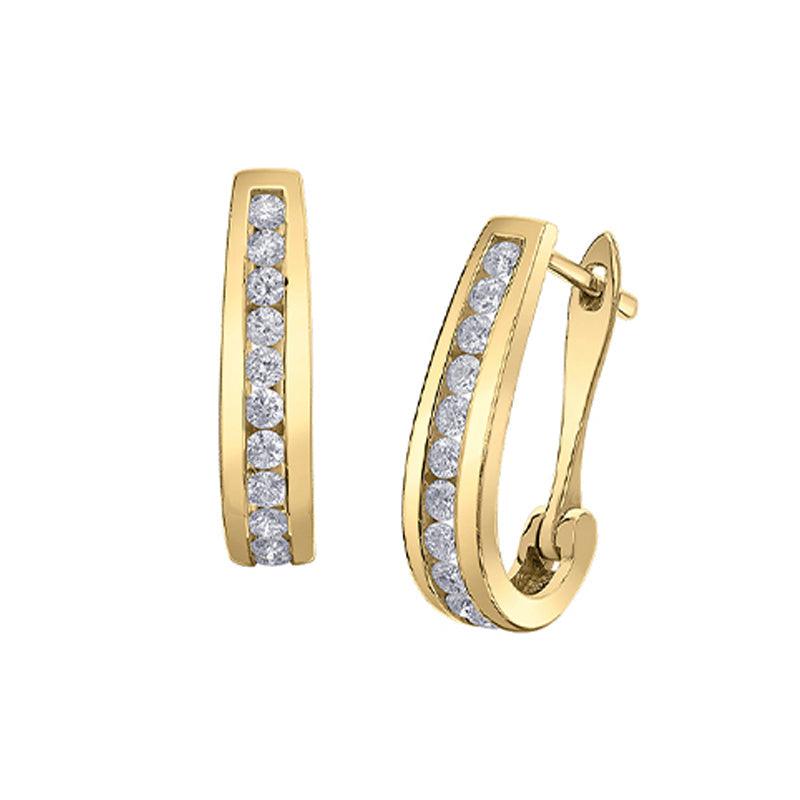 0.75 TDW Diamond 10K Yellow Gold Earrings