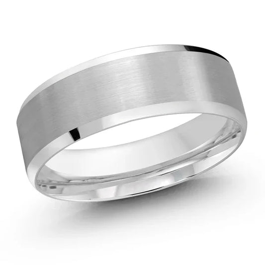 10,14 Karat White Gold 7mm Fancy Hollow Wedding Band