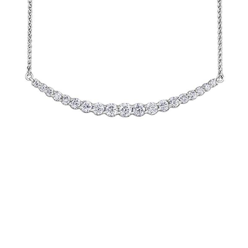 1.50TDW Diamond 14K White Gold Bar Necklace