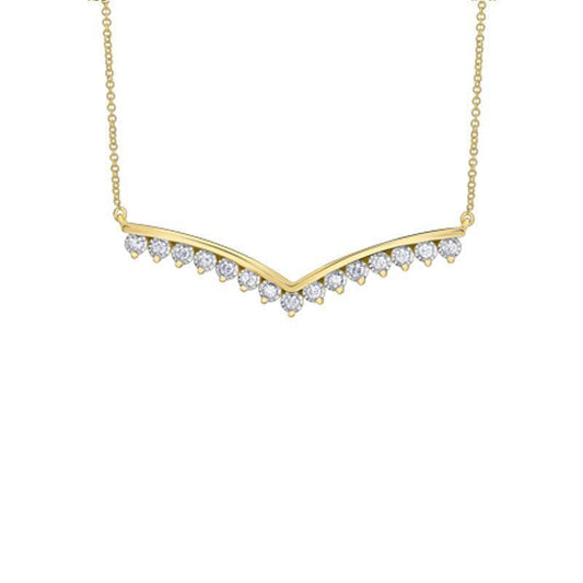 10K Yellow Gold 0.50TDW Diamond Illusion Set Necklace