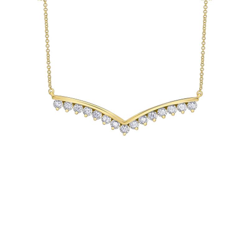 10K Yellow Gold 0.50TDW Diamond Illusion Set Necklace