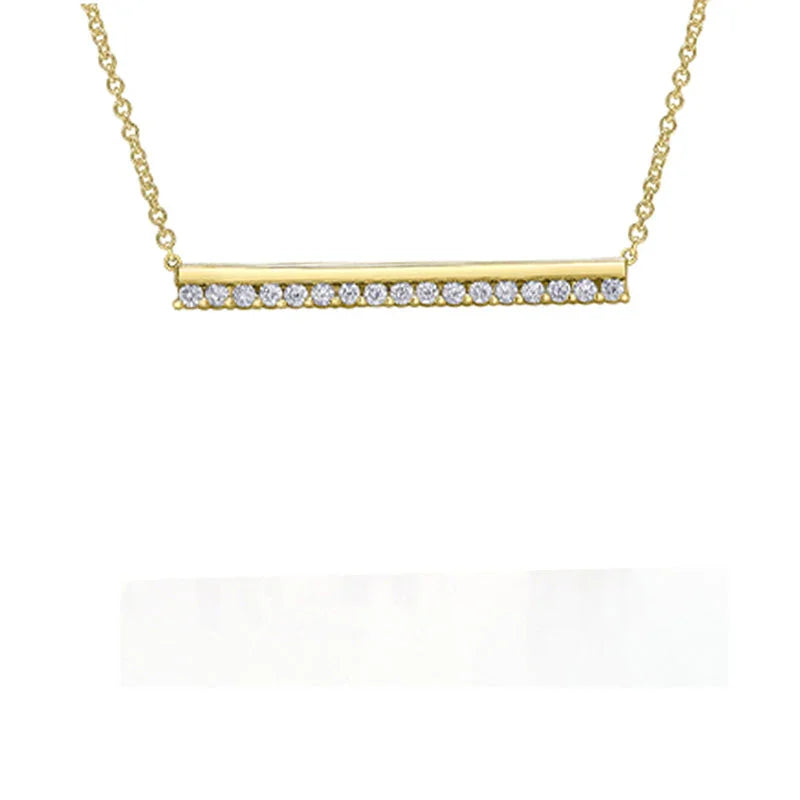 10K Yellow Gold 0.25TDW Diamond Bar Necklace