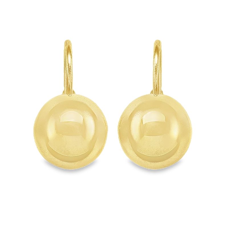 18K Yellow Gold High Polish French Back Ball Earrings