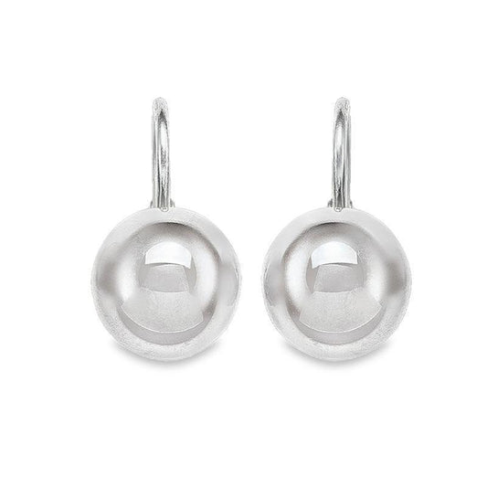 14K White Gold High Polish French Back Ball Earrings