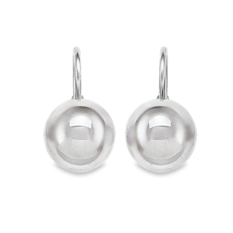 14K 18K White Gold High Polish French Back Ball Earrings