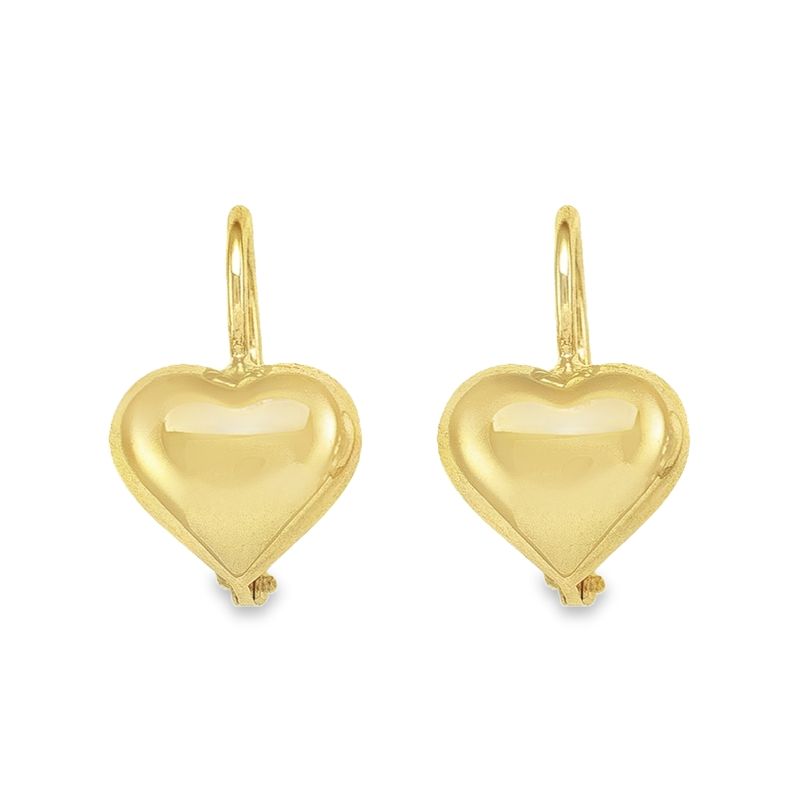 18K Yellow Gold Heart Shape French Back Earrings