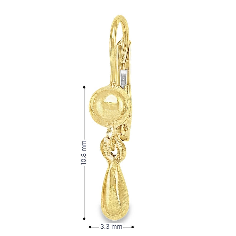 10K, 14K, 18K Yellow Gold High Polish Tear Drop Earrings