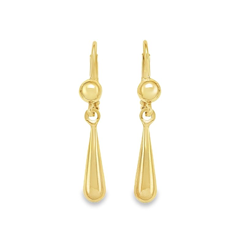 18K Yellow Gold High Polish Tear Drop Earrings