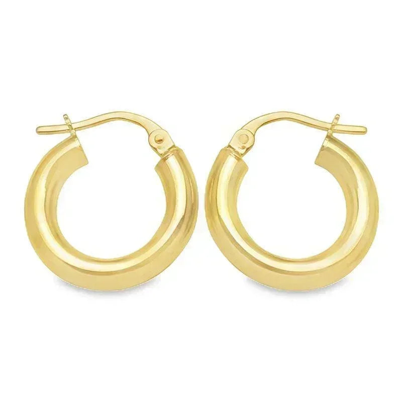 10K, 14K Yellow Gold High Polish 3mm Classic Hoop Earrings