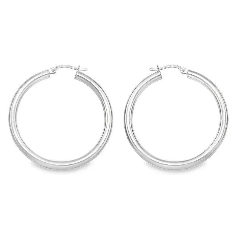 10K, 14K Yellow Gold High Polish 3mm Tube Classic Hoop Earrings