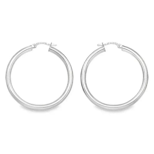 10K, 14K Yellow Gold High Polish 3mm Tube Classic Hoop Earrings